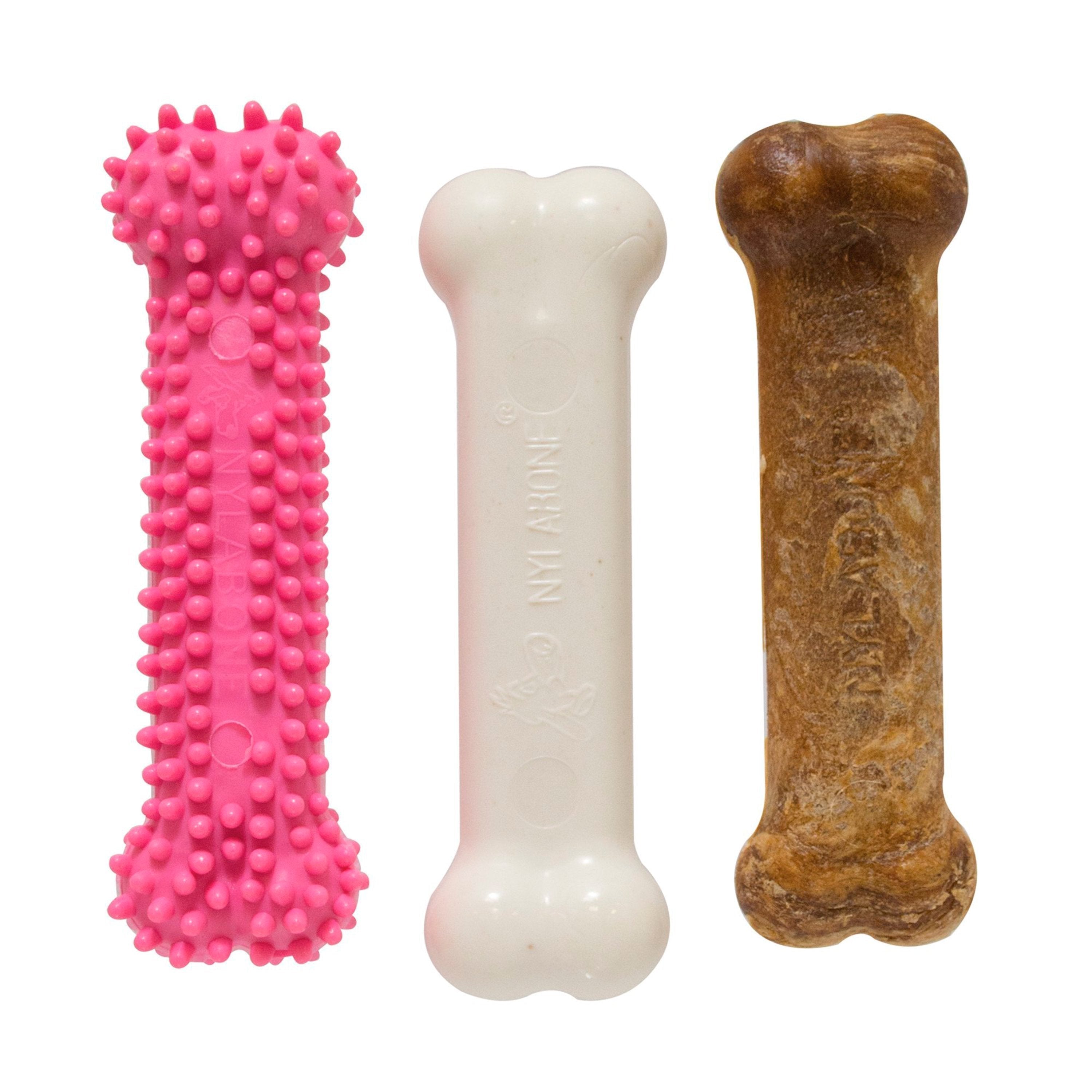 Nylabone Puppy Chew Toy & Treat Variety Triple Pack Chicken & Lamb Starter Kit Small/Regular - Up To 25 Ibs 3 Count
