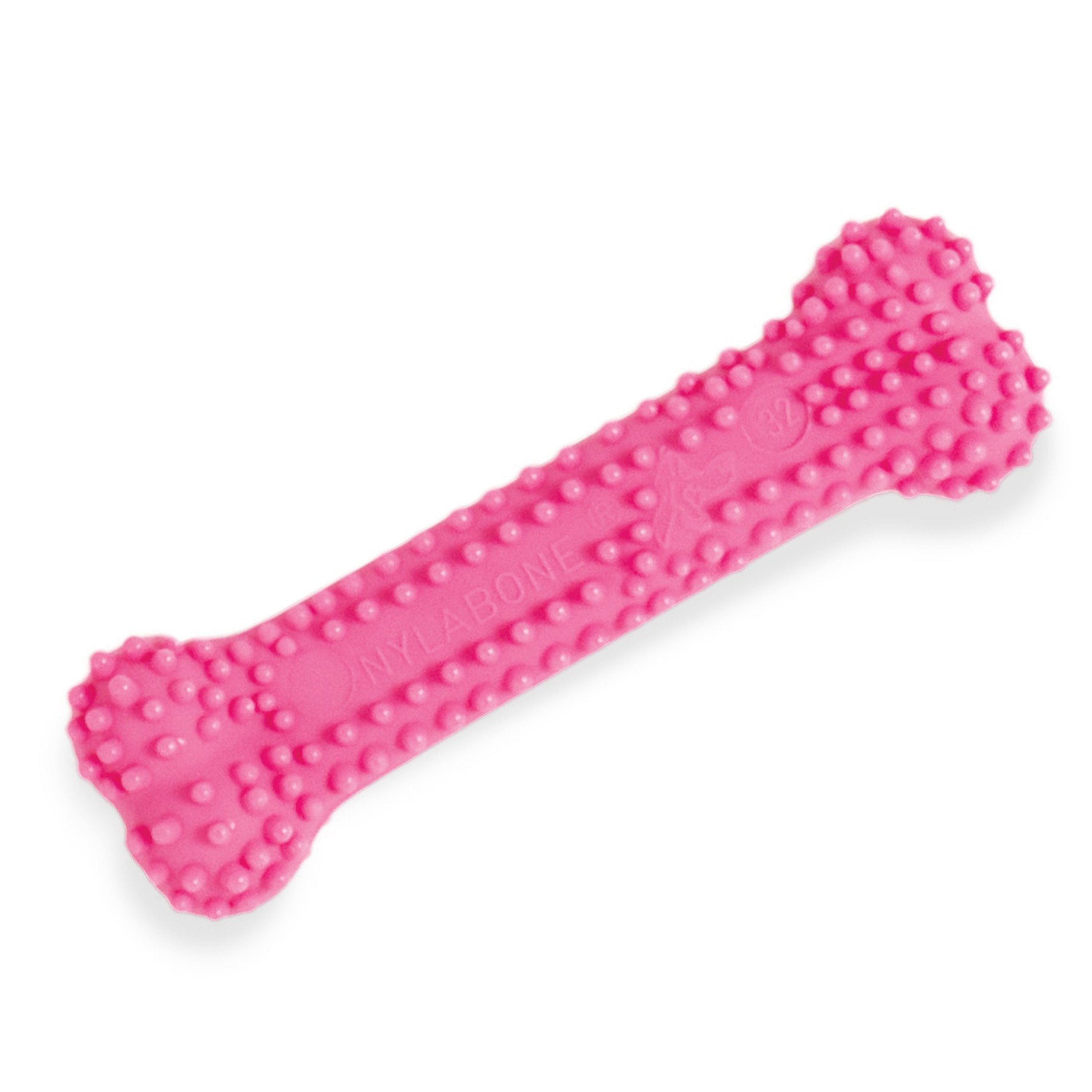Nylabone Puppy Teething & Soothing Flexible Chew Toy Chicken Flavor Pink XS/Petite - Up To 15 lbs