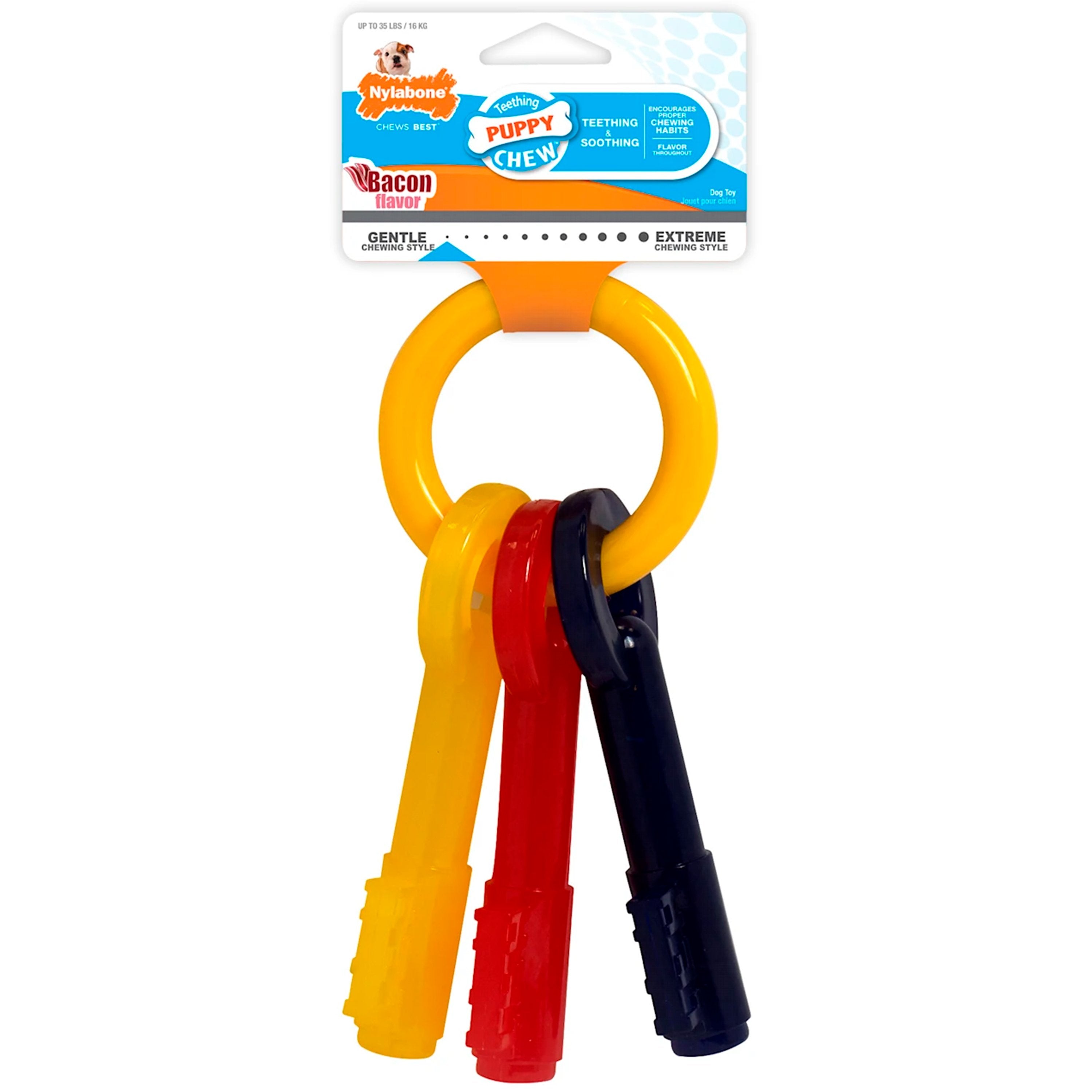 Nylabone Just for Puppies Teething Chew Toy Keys Bacon Medium/Wolf - Up To 35 lbs