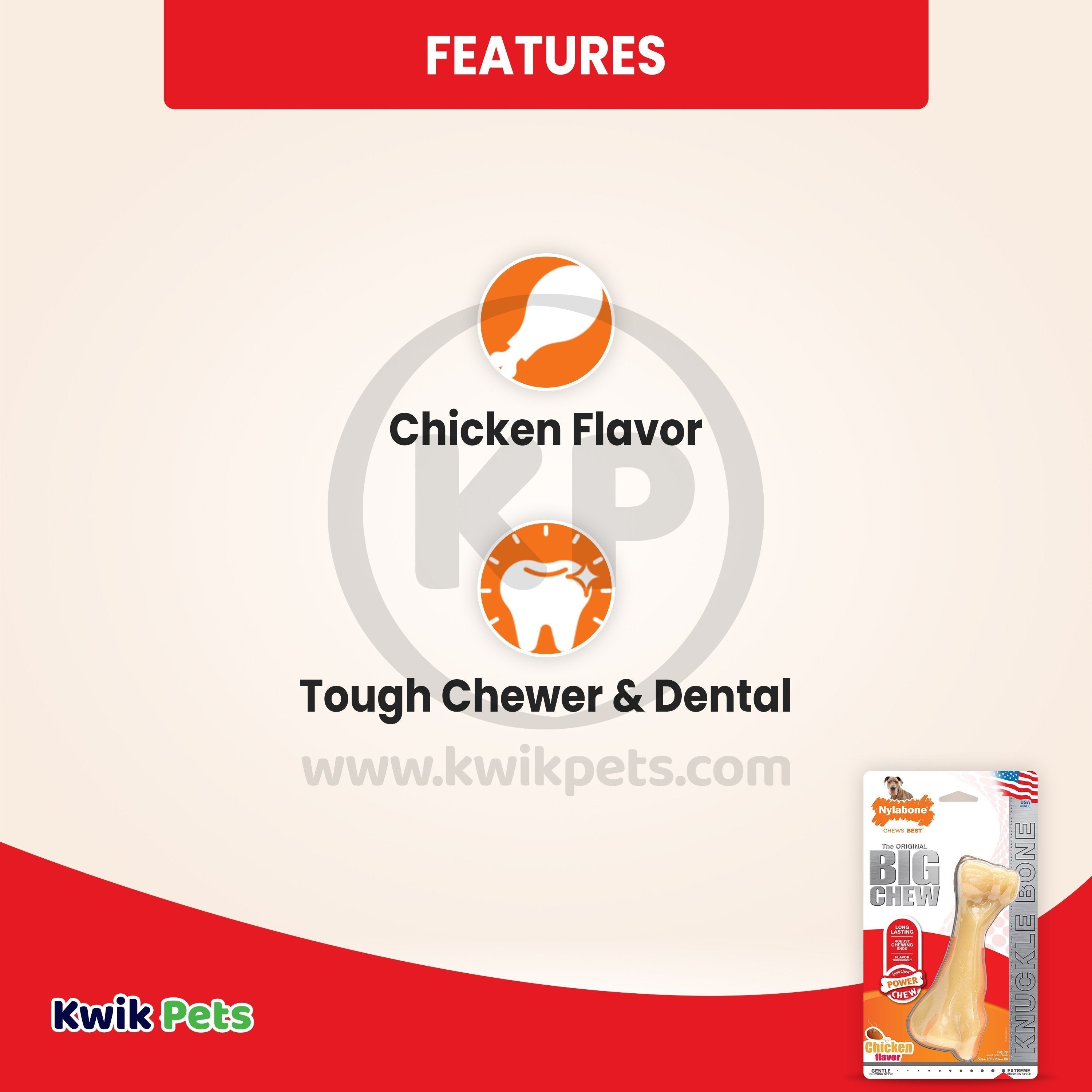 Nylabone Power Chew Big Knuckle Bone Dog Toy Chicken XXL/Monster - 50++ lbs