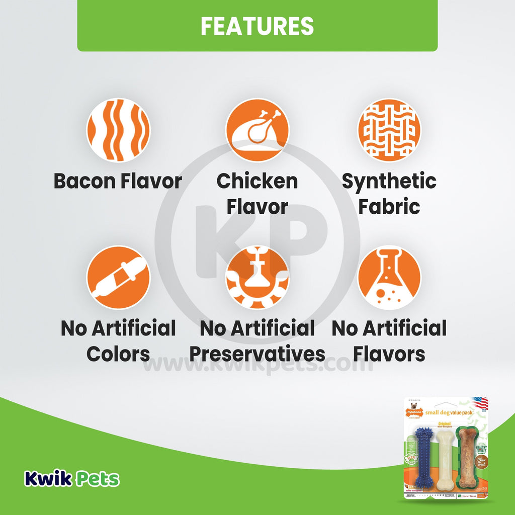 Nylabone Healthy Edibles & Flexi Chew Value Pack Chicken & Bacon XS/Petite - Up To 15 lbs 3 Count