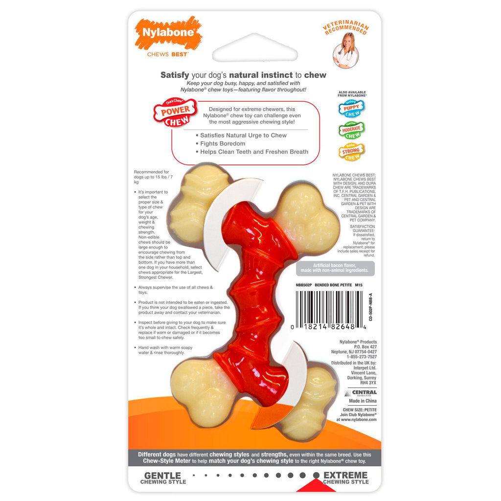 Nylabone Power Chew Double Bone Dog Toy Bacon XS/Petite - Up To 15 lbs