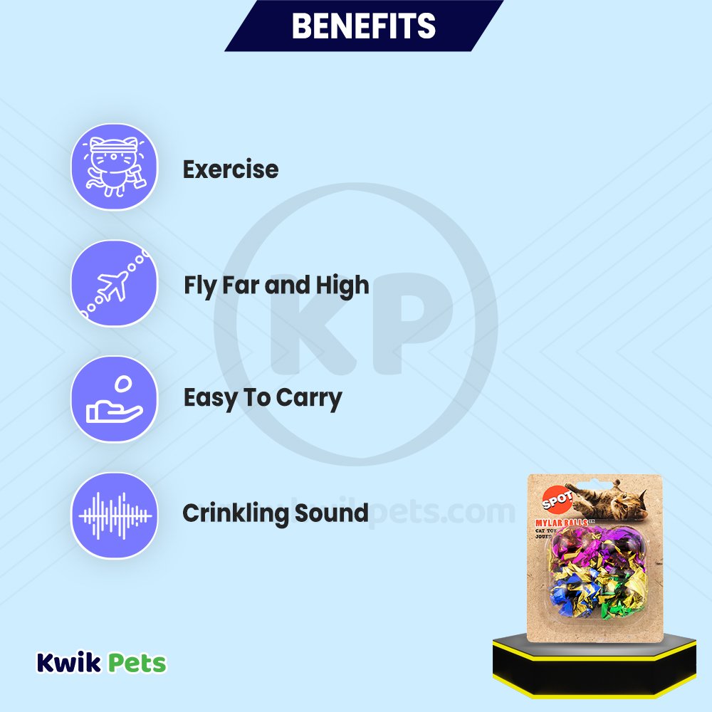 Spot Mylar Balls Cat Toy Multicolor 4 Count 1.5-in