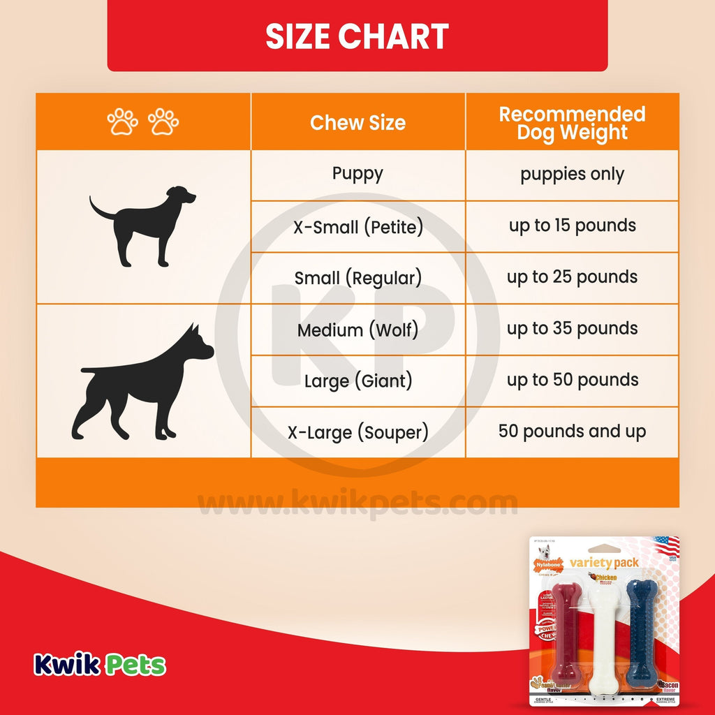 Nylabone Power Chew Variety Triple Pack Chicken Bacon & Peanut Butter Small/Regular - Up To 25 Ibs 3 Count