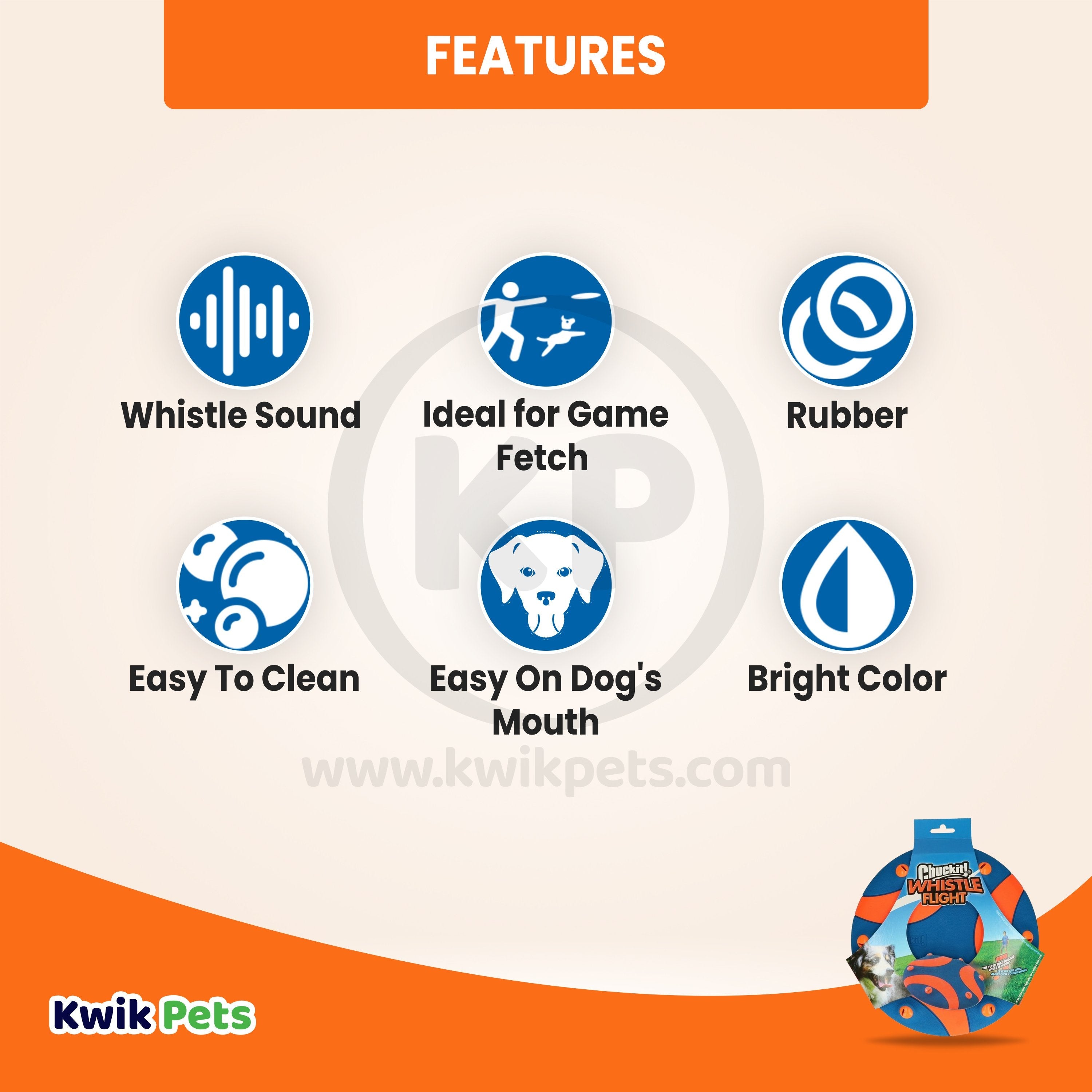 Chuckit! Whistle Flight Dog Toy Blue/Orange One Size