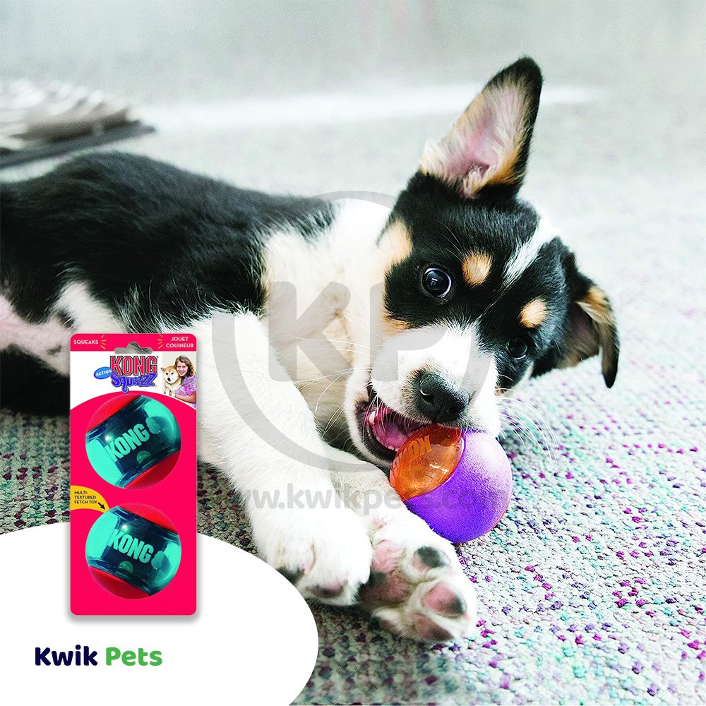 KONG Squeezz Action Ball Dog Toy Red Medium