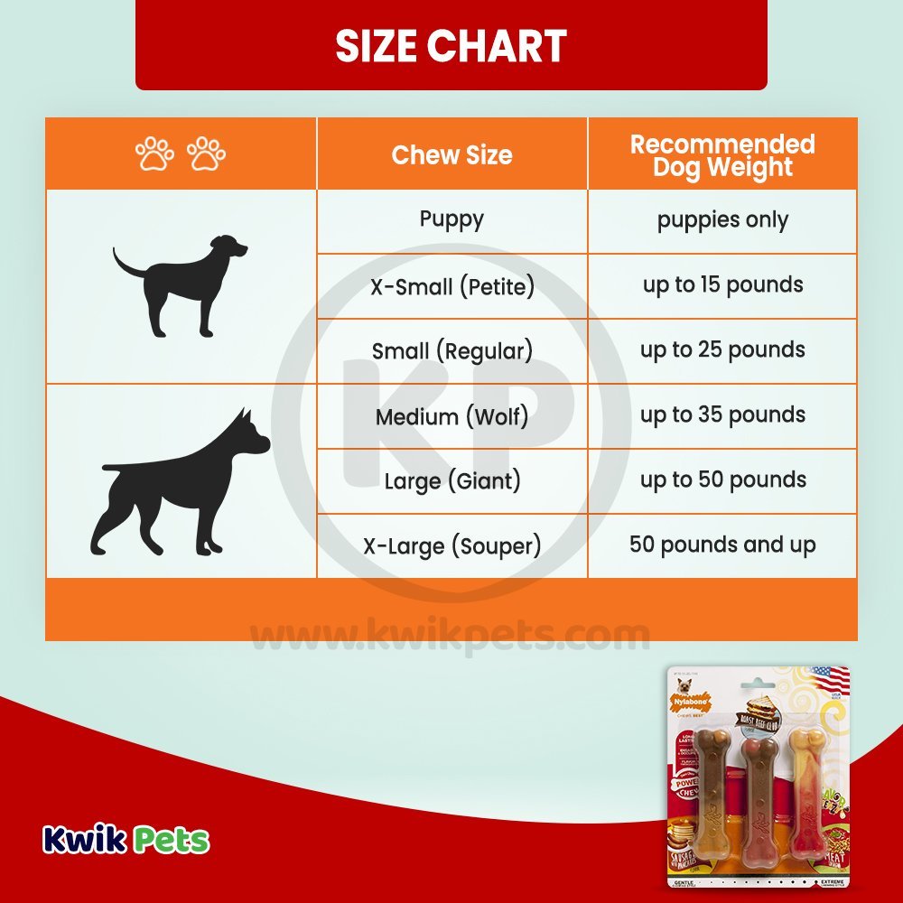 Nylabone Flavor Frenzy Power Chew Dog Toy Triple Pack Pancakes & Sausage, Roast Beef Club, & Lasagna XS/Petite - Up To 15 lbs 3 Count