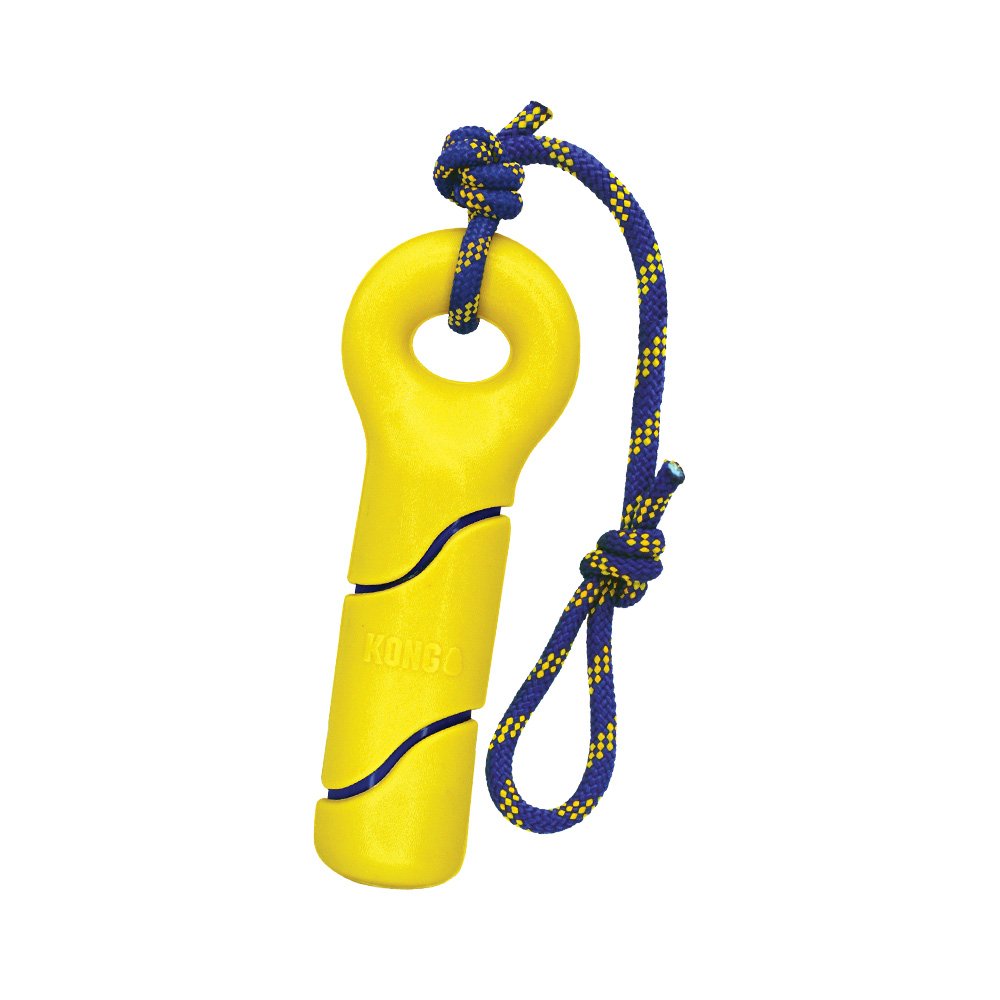 KONG Squeezz Tennis Buoy with Rope Dog Toy Yellow Large