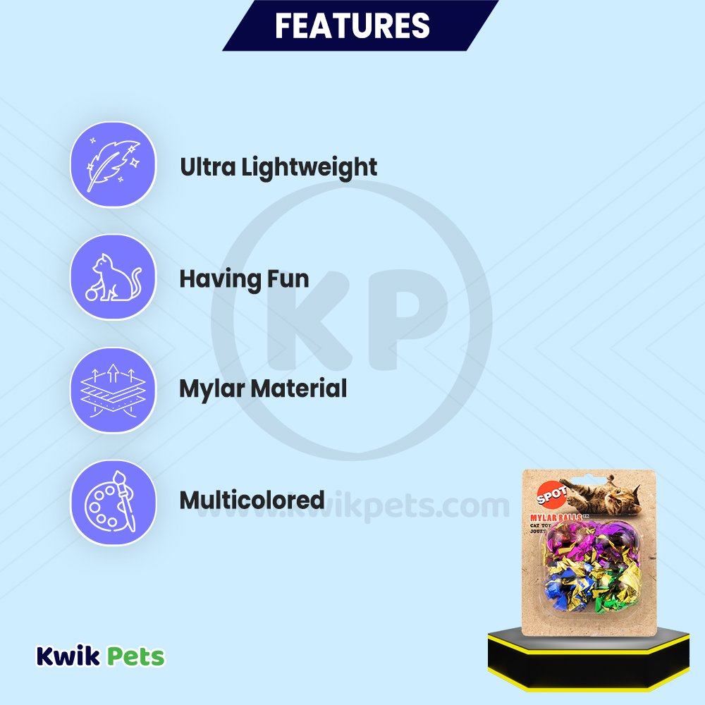 Spot Mylar Balls Cat Toy Multicolor 4 Count 1.5-in