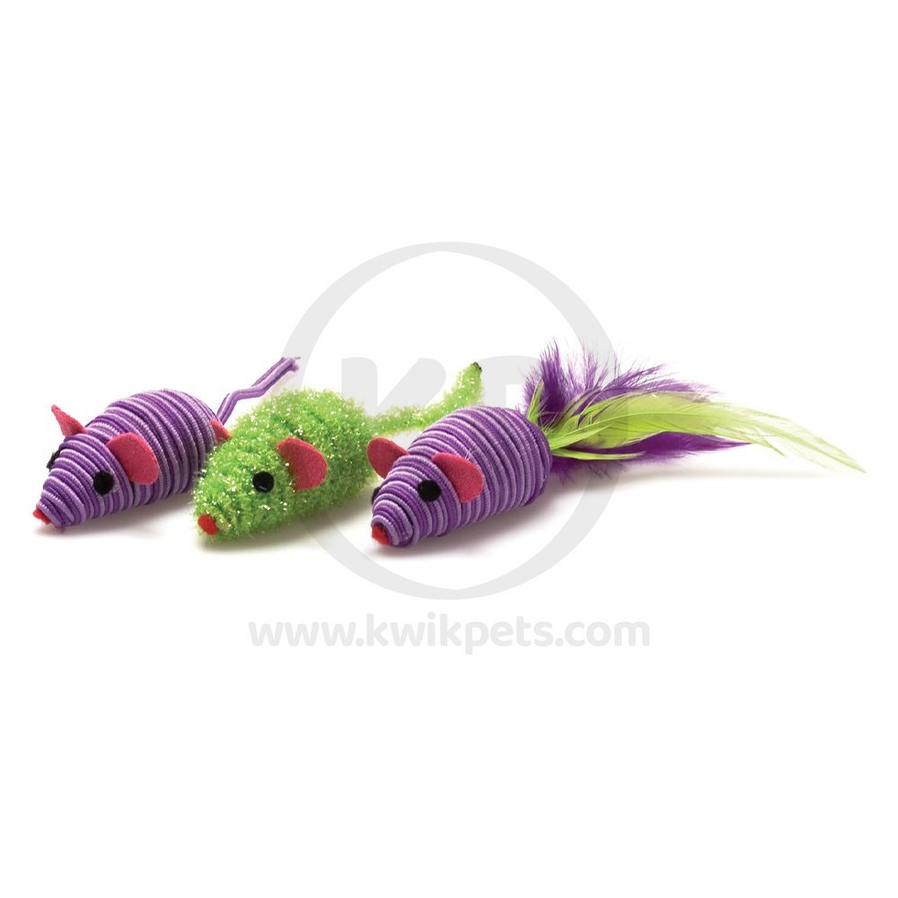 OurPets Three Twined Mice Catnip Instinct Toy Green & Purple 3 Count