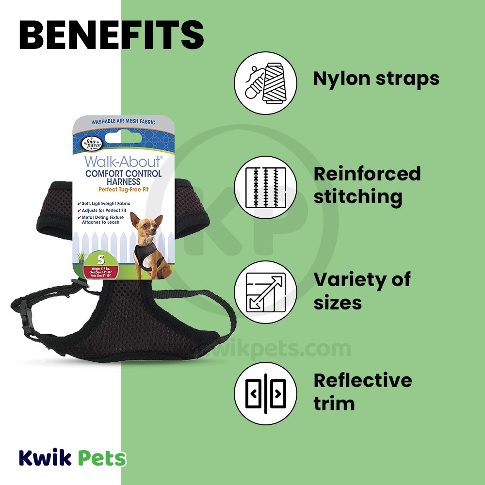 Four Paws Comfort Control Dog Harness Black Small