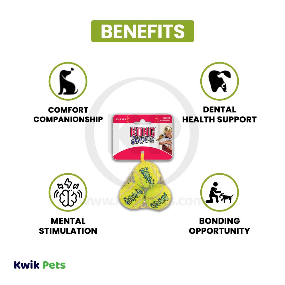 KONG Air Dog Squeakair Tennis Ball Dog Toy X-Small 3 Count