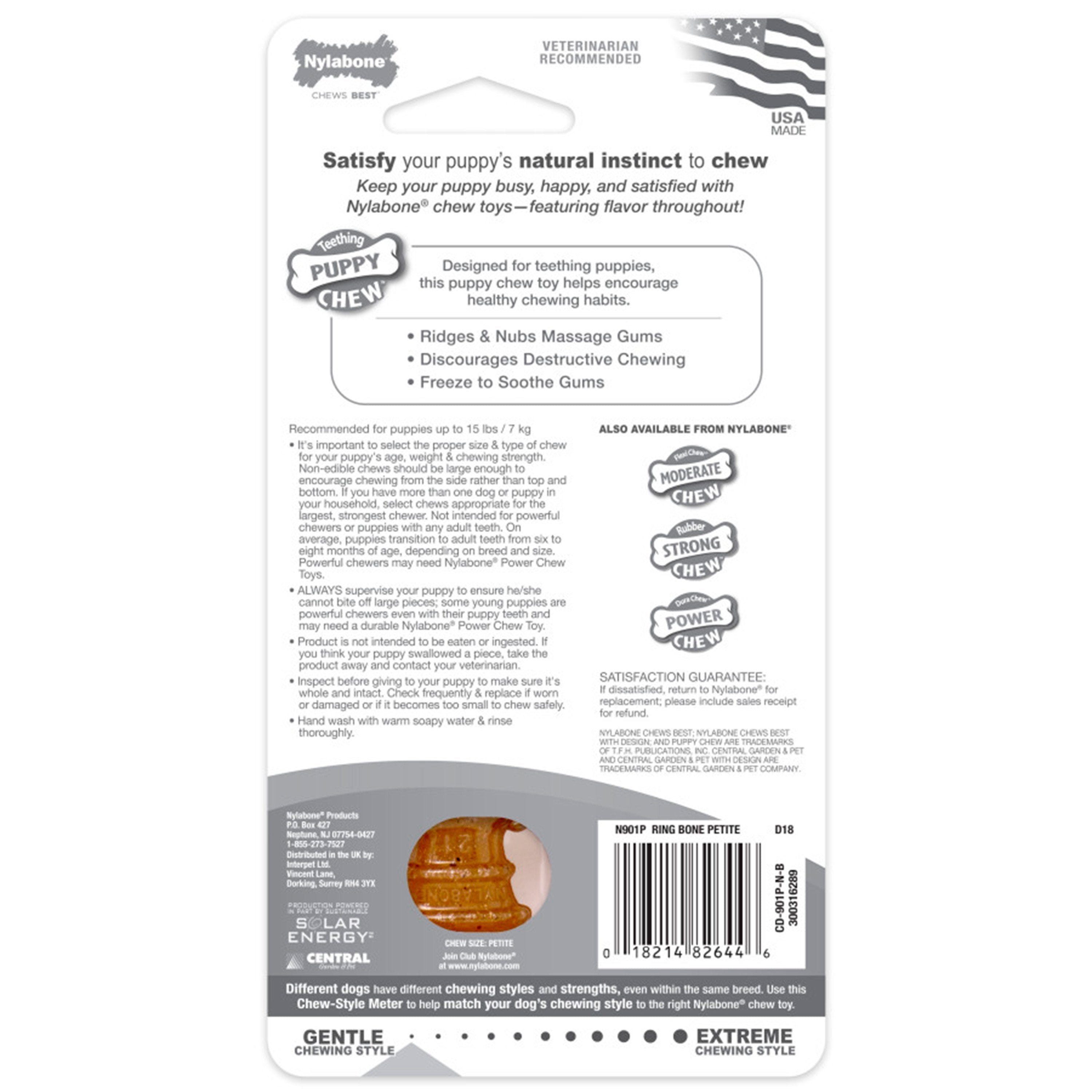 Nylabone Puppy Chew Ring Bone Teething Toy Chicken XS/Petite - Up To 15 lbs