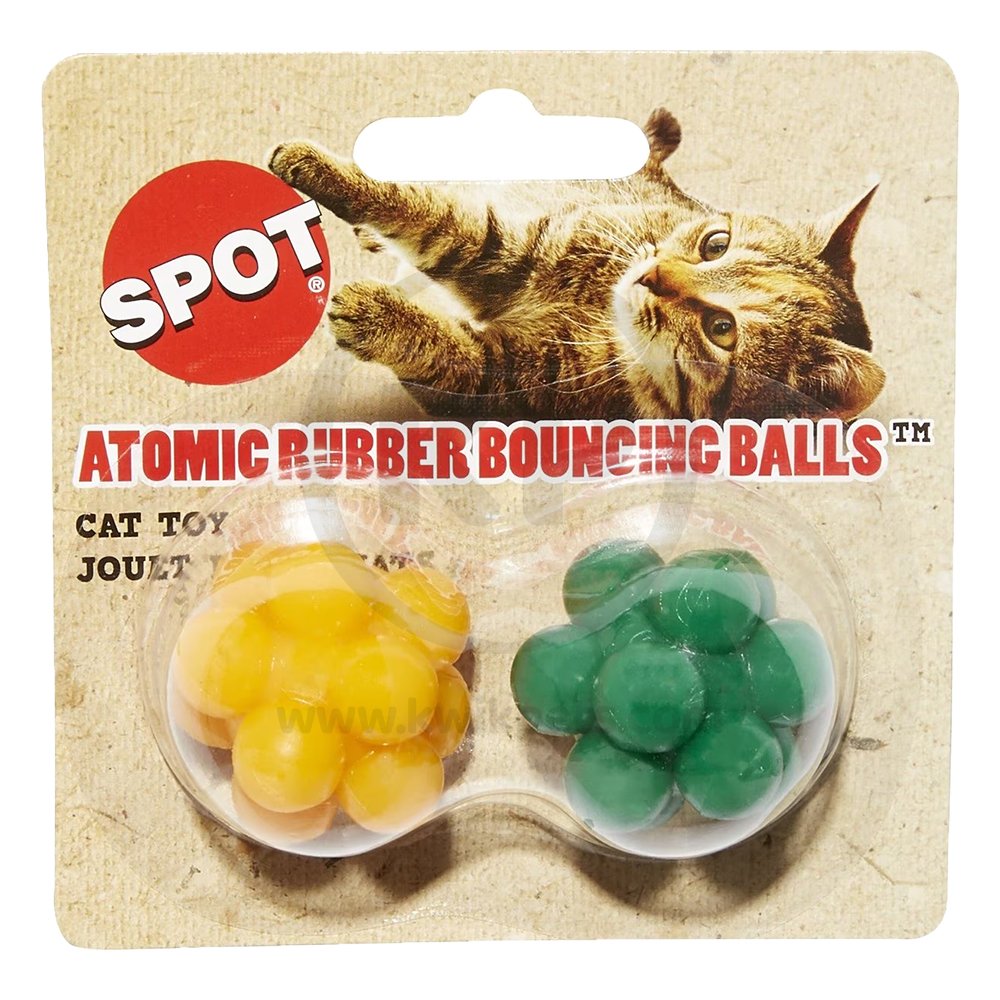 Spot Atomic Rubber Bouncing Ball Cat Toy Assorted 2 Count
