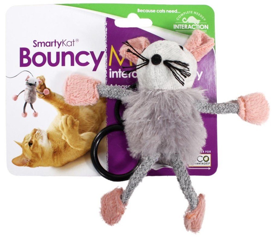 SmartyKat Bouncy Mouse Bungee Plush Catnip Cat Toy Assorted