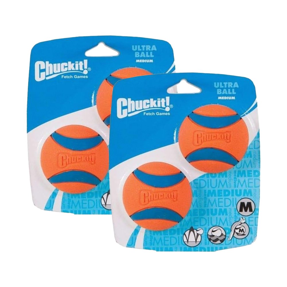 Chuckit! Ultra Ball Dog Toy Blue/Orange Medium 2 Pack of 2 Count