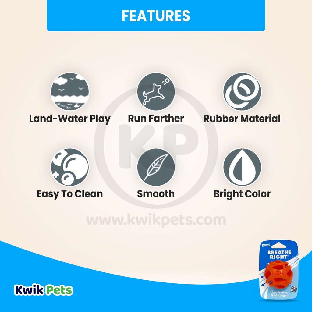 Chuckit! Breathe Right Fetch Ball Dog Toy Orange Medium