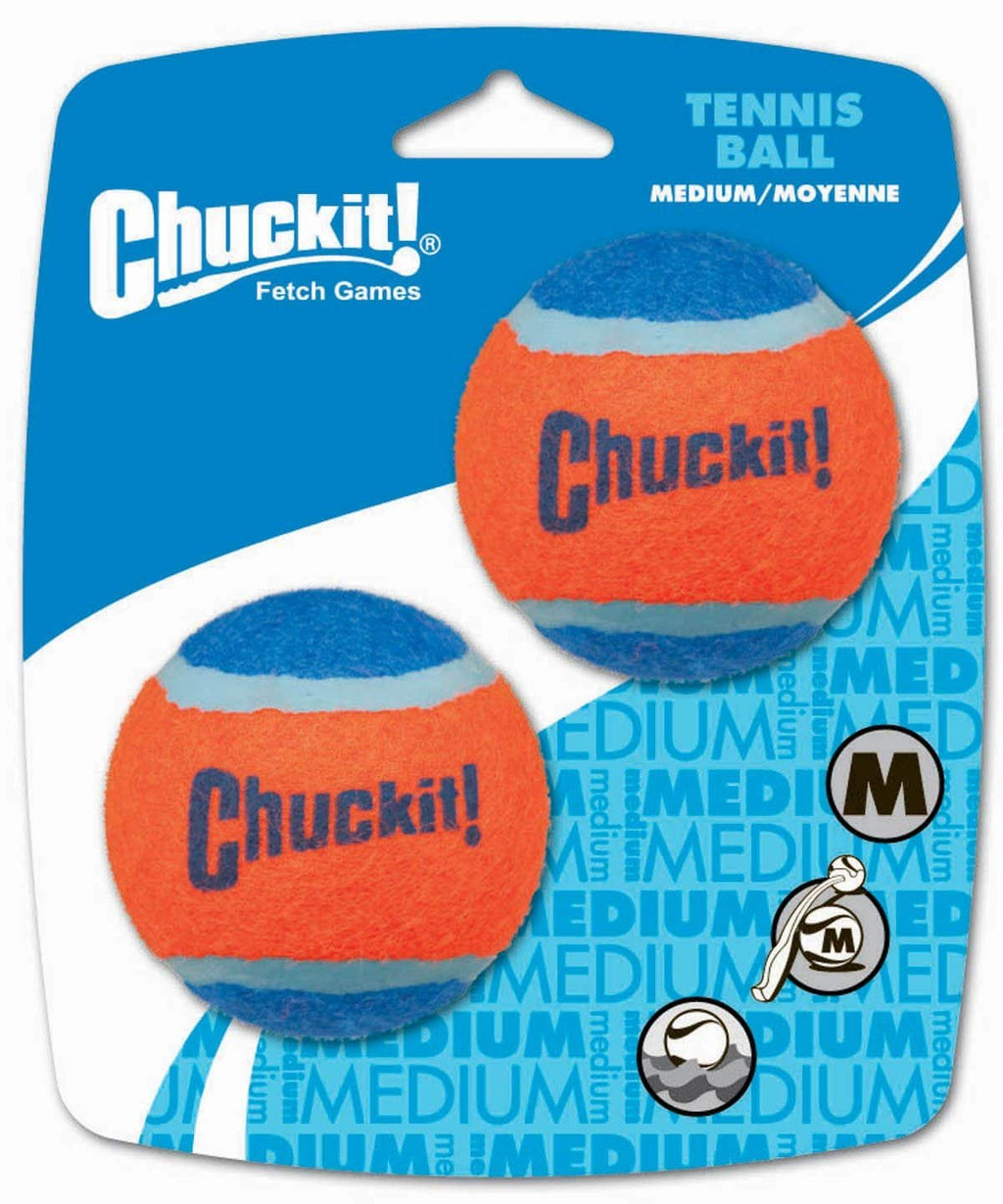 Chuckit! Tennis Ball Dog Toy Shrink Sleeve Blue/Orange Medium 2 Count