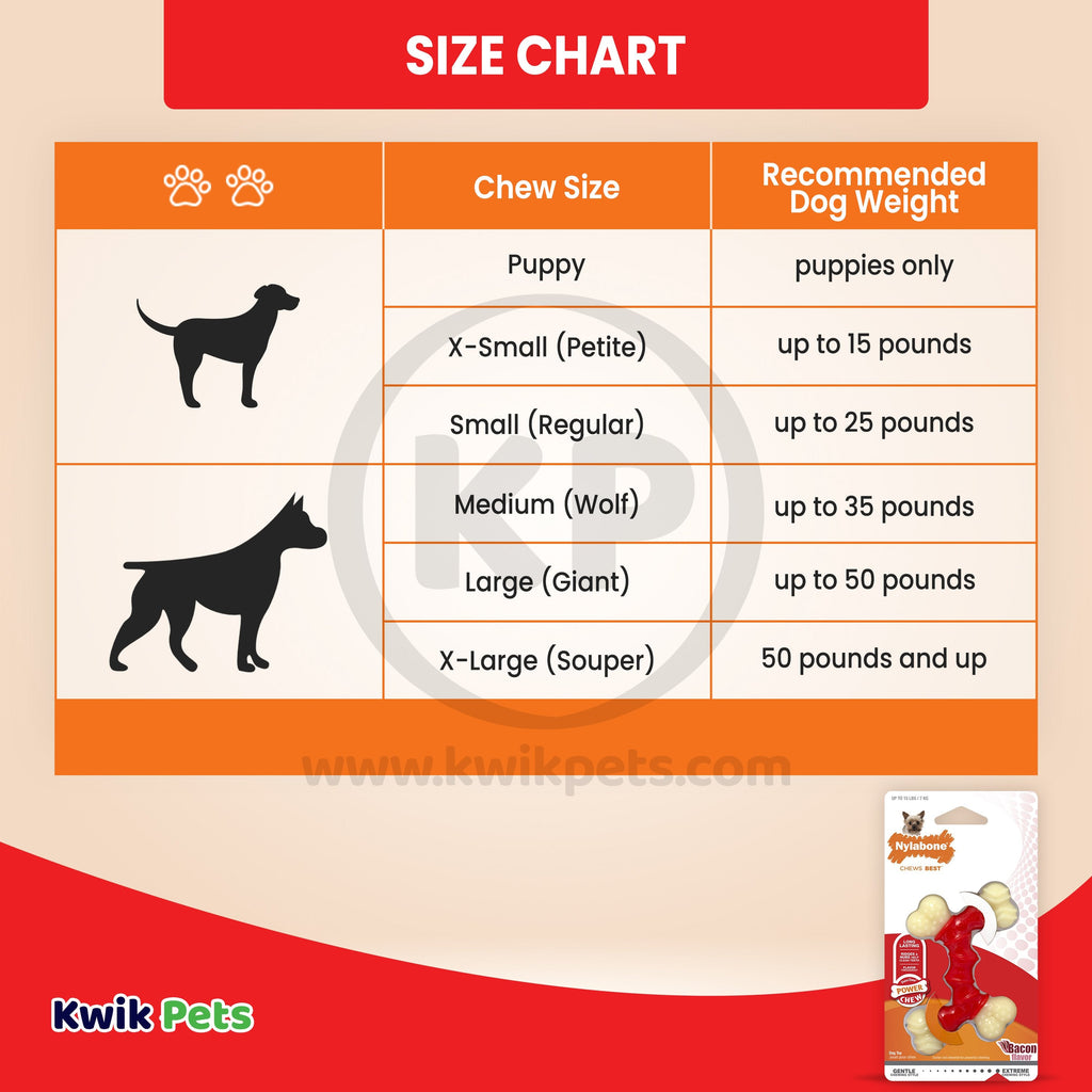 Nylabone Power Chew Double Bone Dog Toy Bacon XS/Petite - Up To 15 lbs