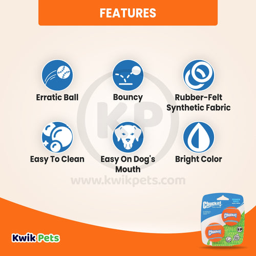 Chuckit! Tennis Ball Dog Toy Shrink Sleeve Blue/Orange Small 2 Count