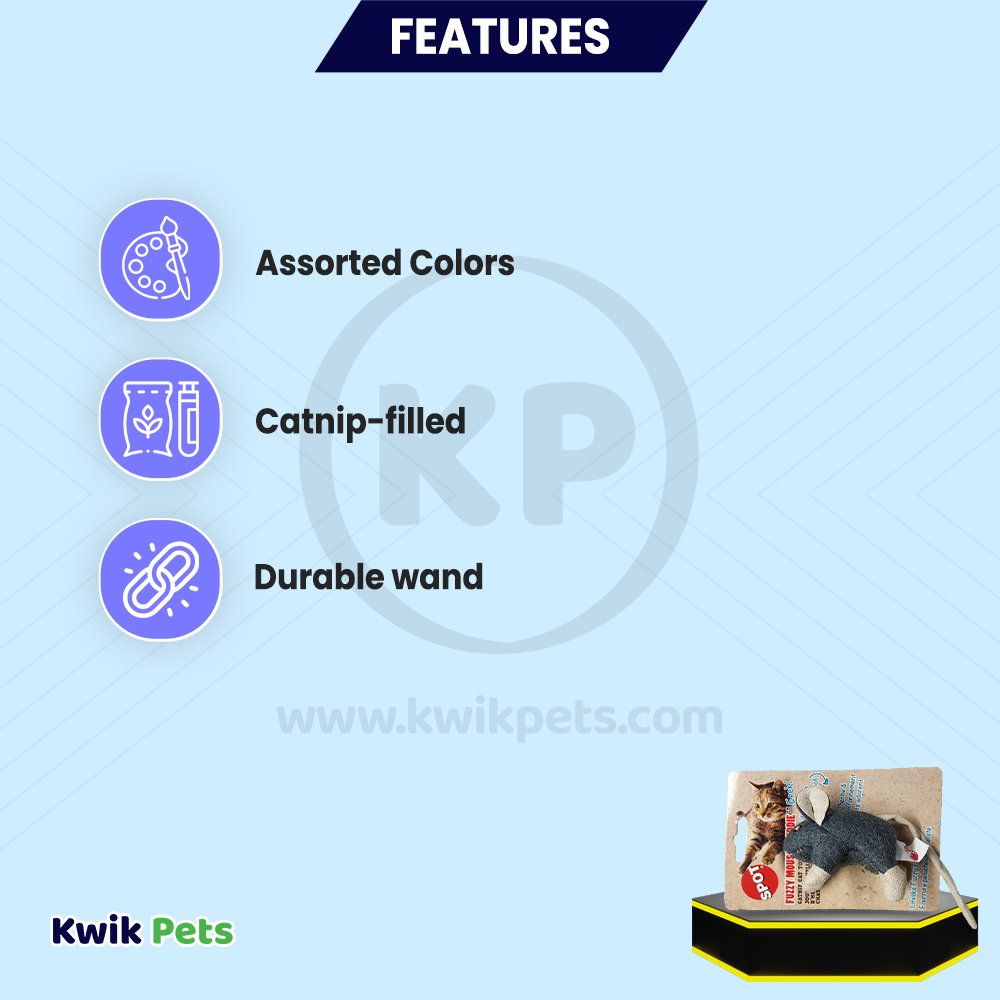 Spot Wool Mouse Willie Cat Toy with Catnip Assorted 3.5-in