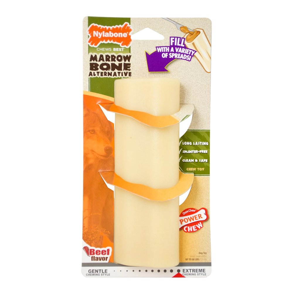 Nylabone Power Chew Giant Marrow Bone Alternative Dog Toy Beef Large/Giant - Up To 50 lbs