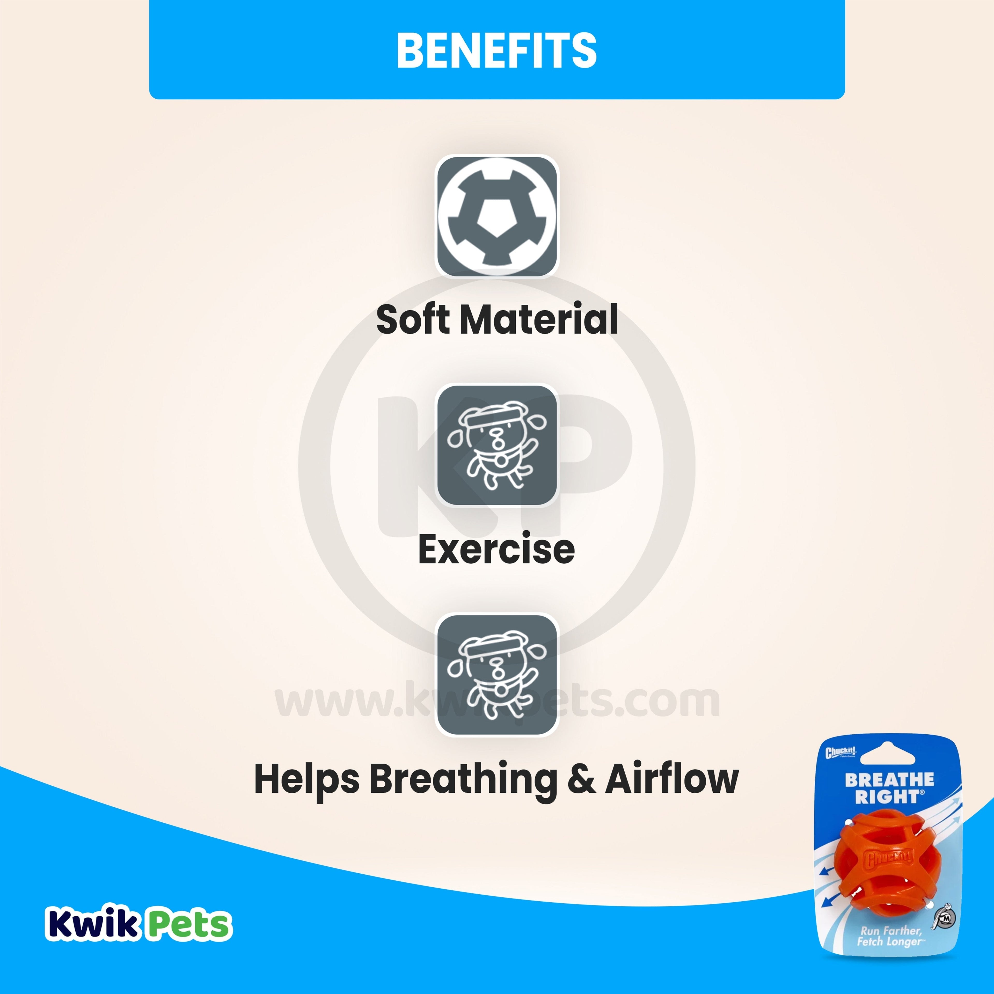 Chuckit! Breathe Right Fetch Ball Dog Toy Orange Medium