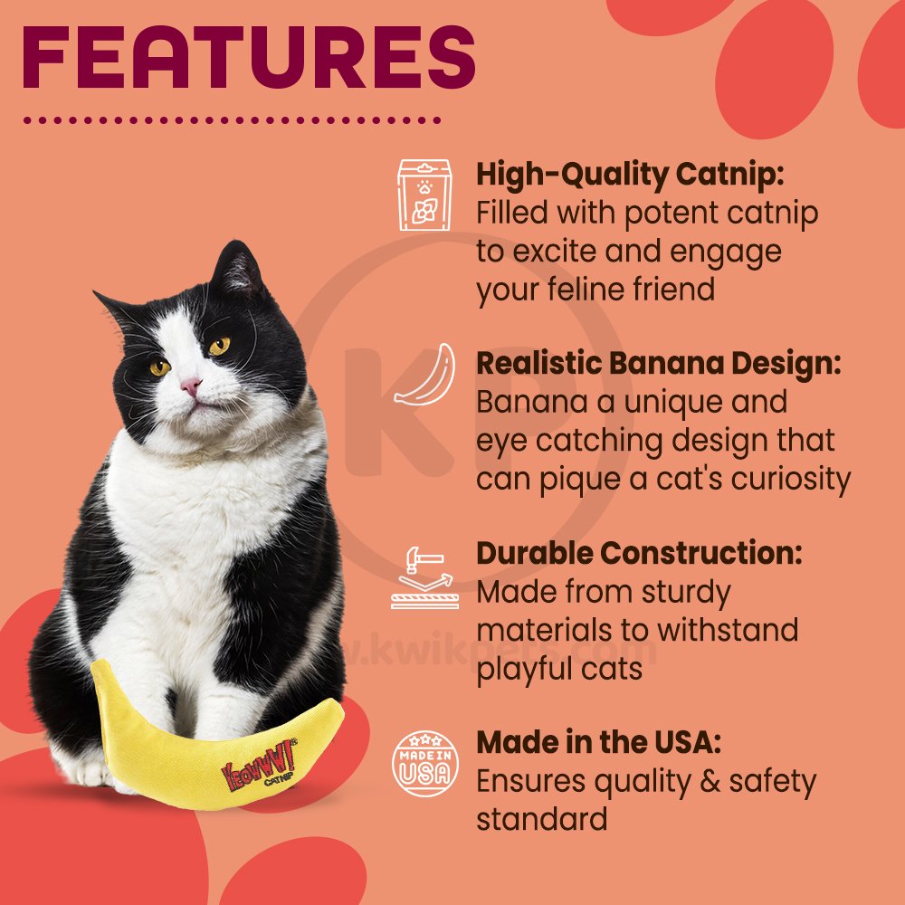 Yeowww! Chi-CAT-a Banana Catnip Cat Toy Yellow 7-in
