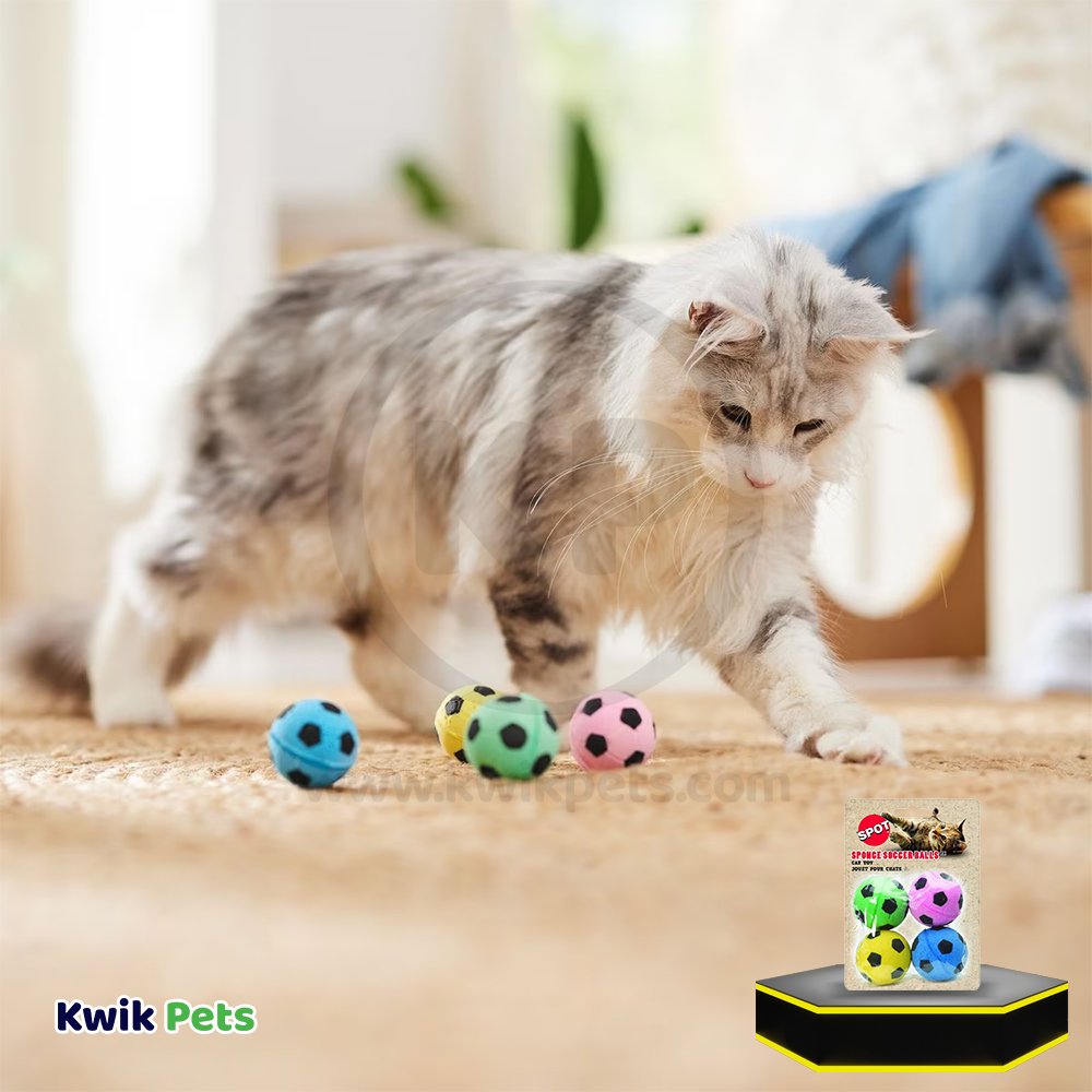 Spot Sponge Soccer Balls Cat Toy 4 Count