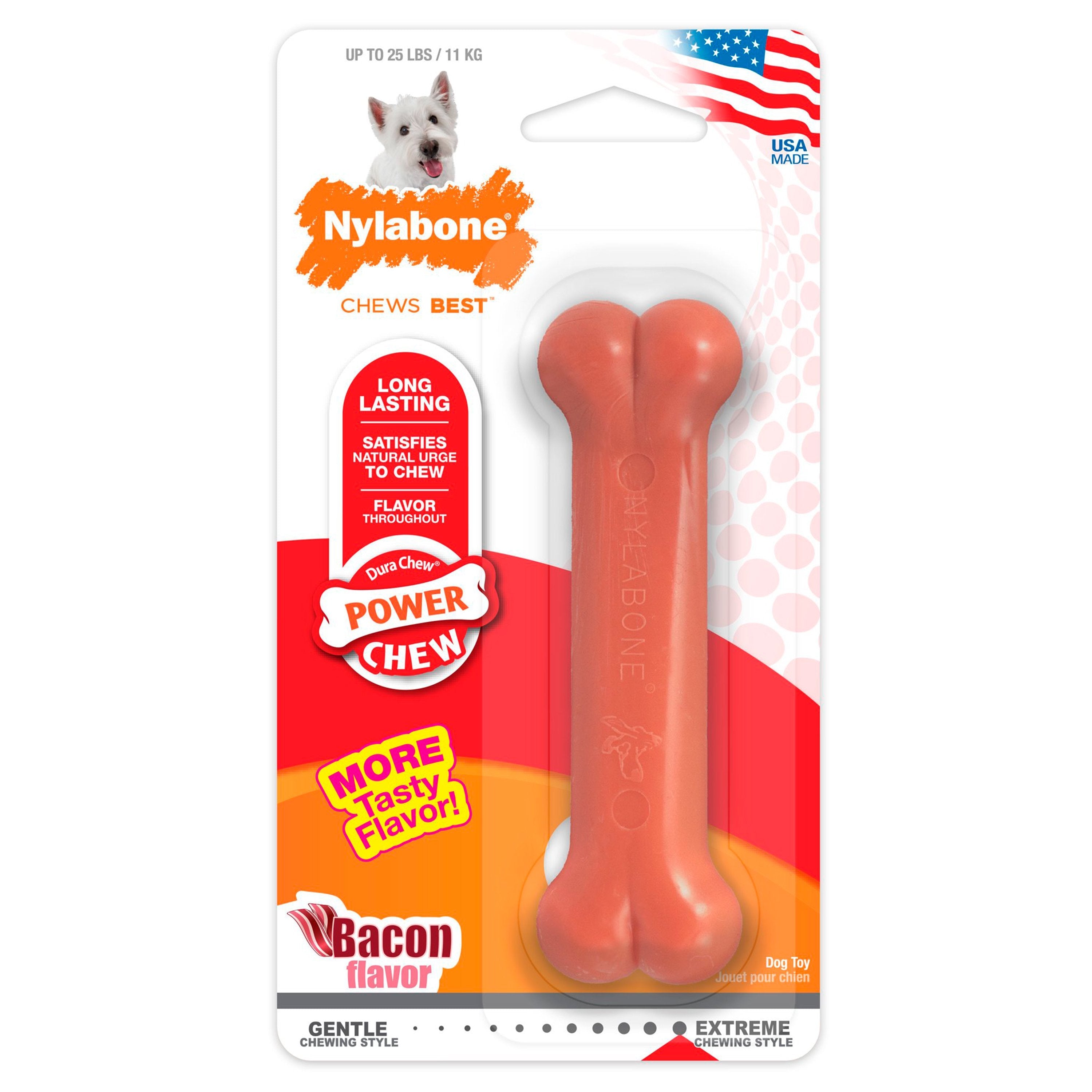 Nylabone Power Chew Dog Toy Bacon Small/Regular - Up To 25 Ibs