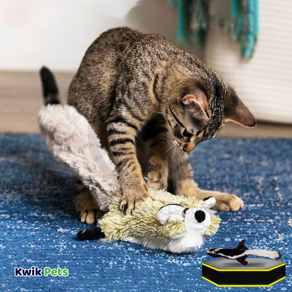 Skinneeez Flippin'  Electronic Cat Toy Racoon with Catnip 15-in