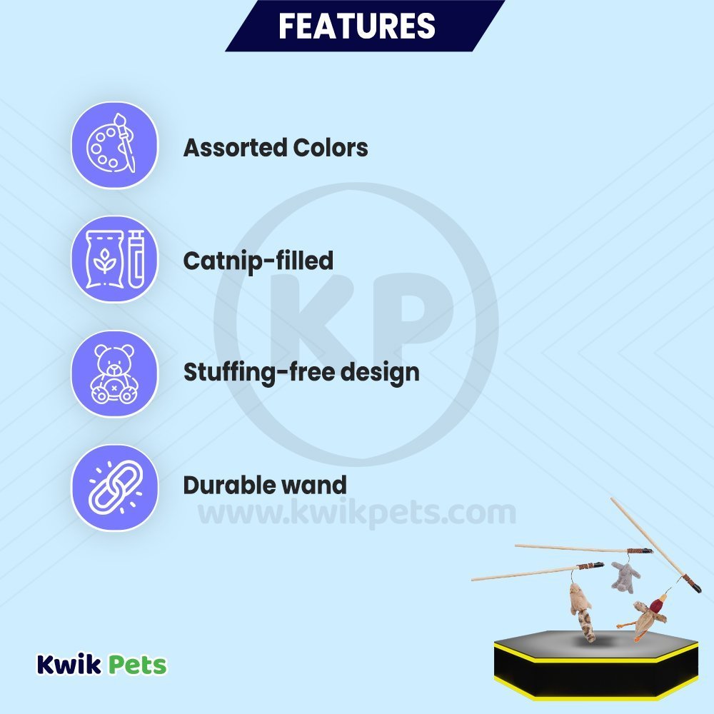 Skinneeez Friends Teaser Wands with Catnip Cat Toy Assorted 12-in