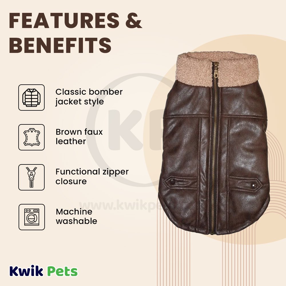 Fashion Pet Bomber Jacket Brown Extra-Large