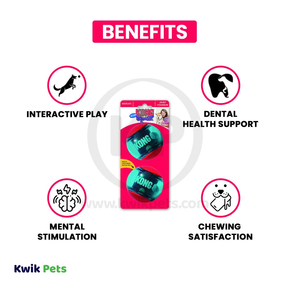 KONG Squeezz Action Ball Dog Toy Red Medium