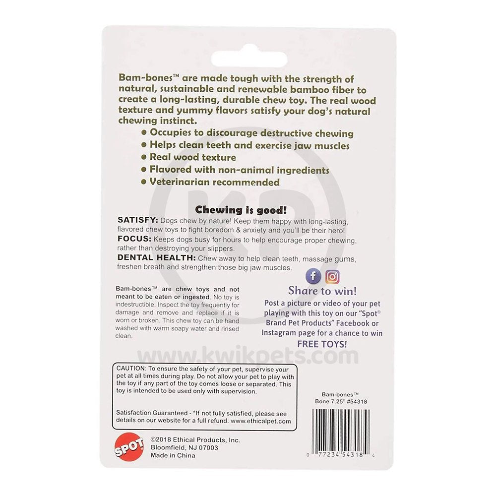 Spot Bam-Bones Chicken Bone Dog Chew Toy Large 7.25-in