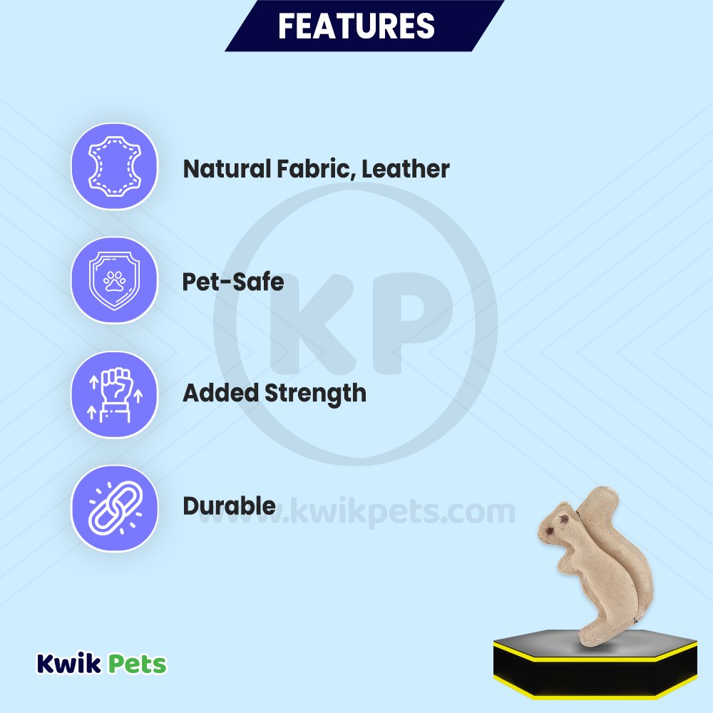 Spot Dura-Fused Leather & Jute Dog Toy Squirrel Tan Small