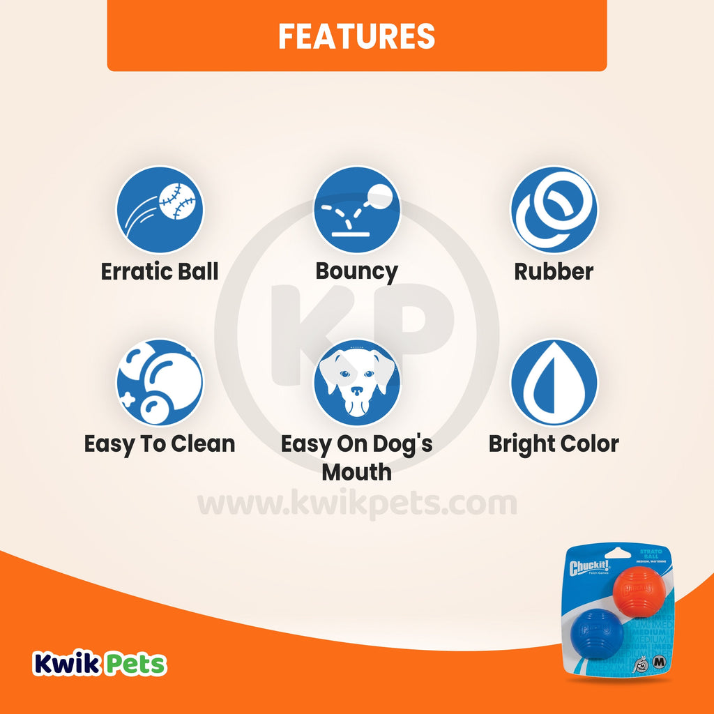 Chuckit! Strato Ball Dog Toy Blue & Orange Medium 2 Count