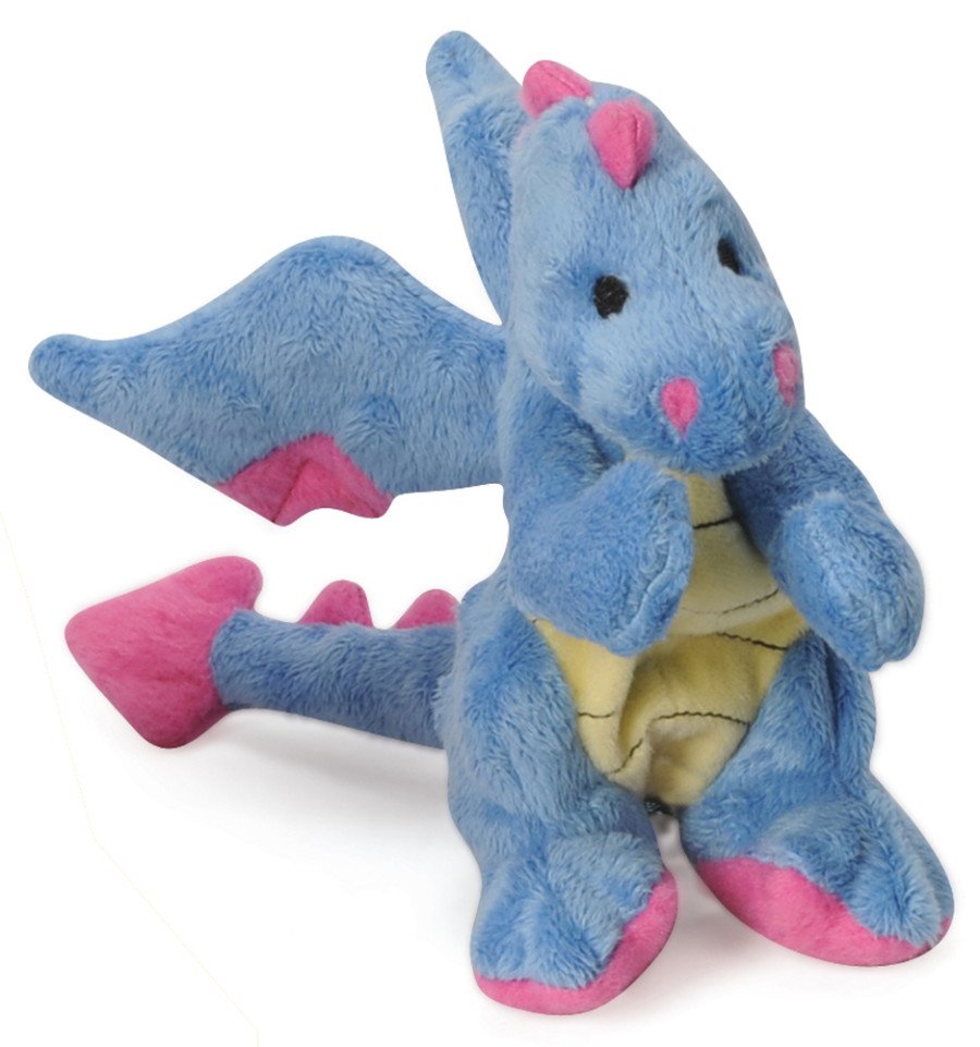 goDog Dragons Chew Guard Technology Squeaky Plush Dog Toy Periwinkle Small