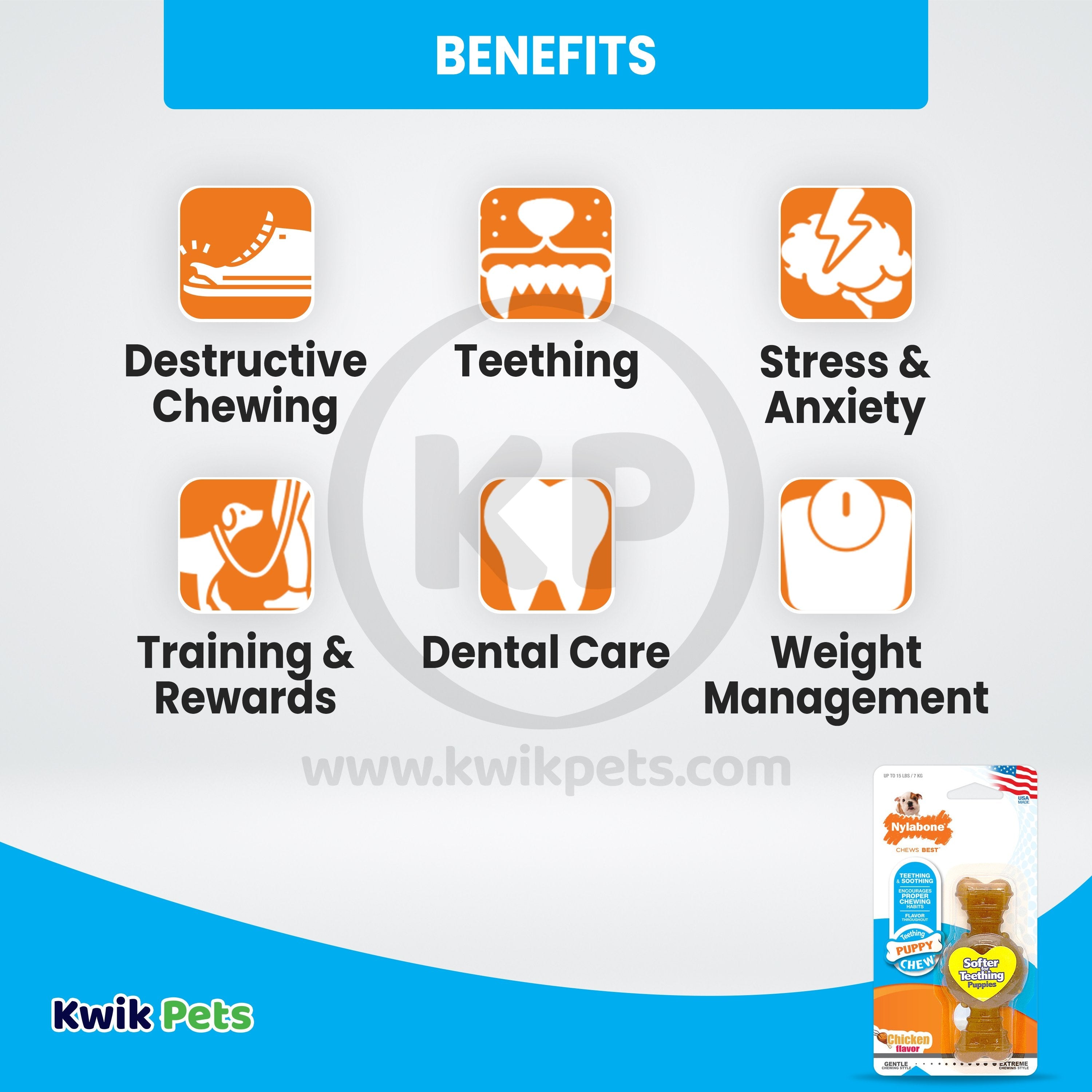 Nylabone Puppy Chew Ring Bone Teething Toy Chicken XS/Petite - Up To 15 lbs