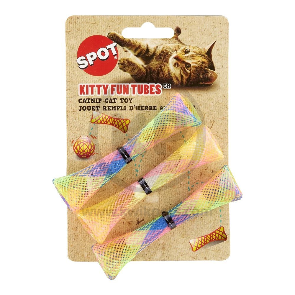 Spot Kitty Fun Tubes Catnip Cat Toy Assorted 3 Count 3.25-in