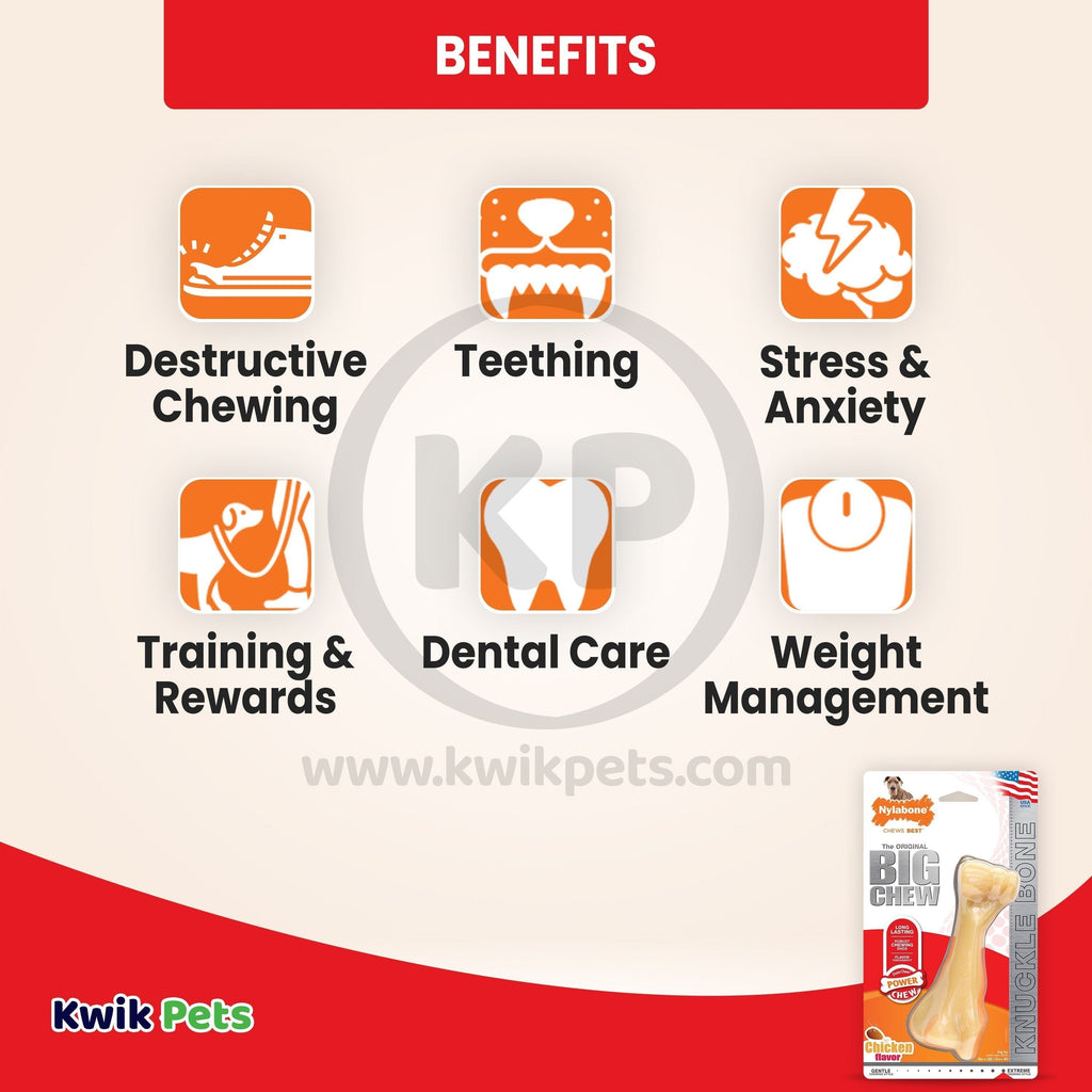 Nylabone Power Chew Big Knuckle Bone Dog Toy Chicken XXL/Monster - 50++ lbs