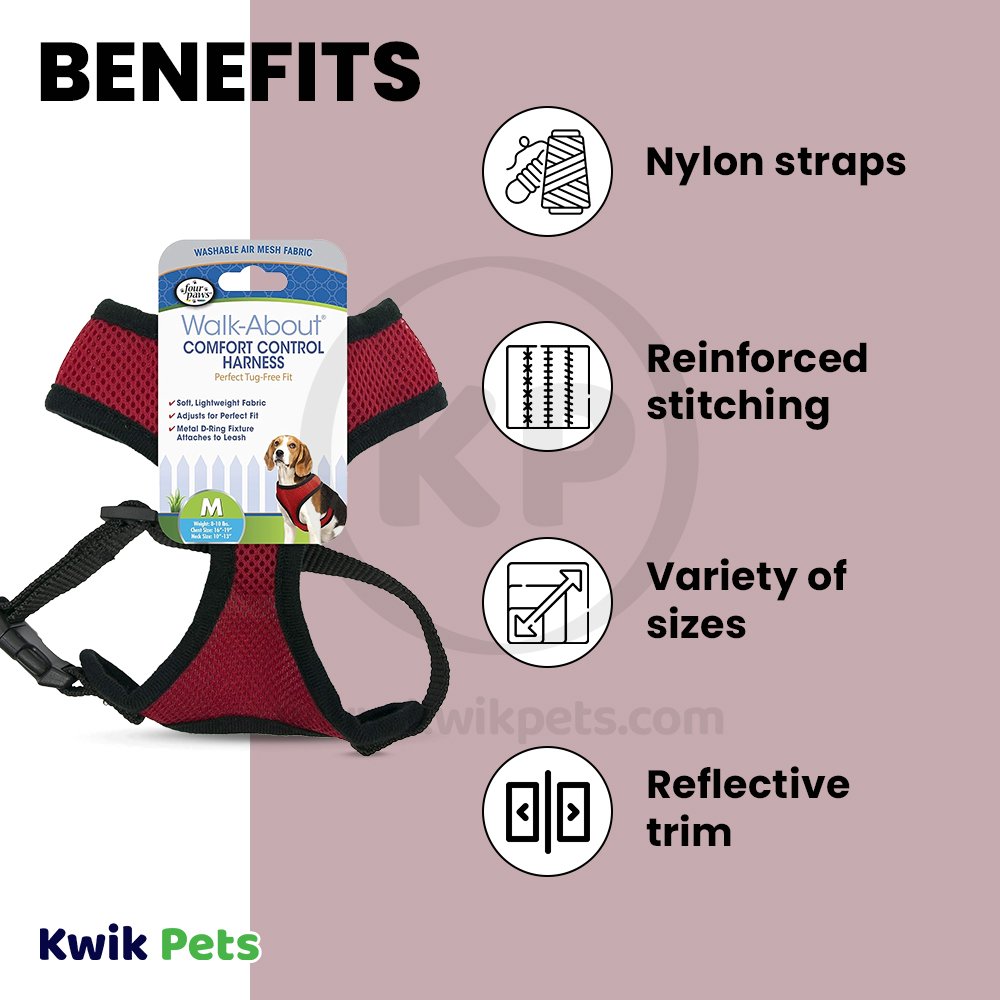 Four Paws Comfort Control Dog Harness Red Medium