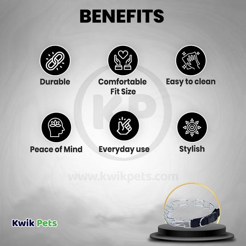 Coastal Titan Easy-On Prong Dog Training Collar with Buckle Black 3 mm x 18 in