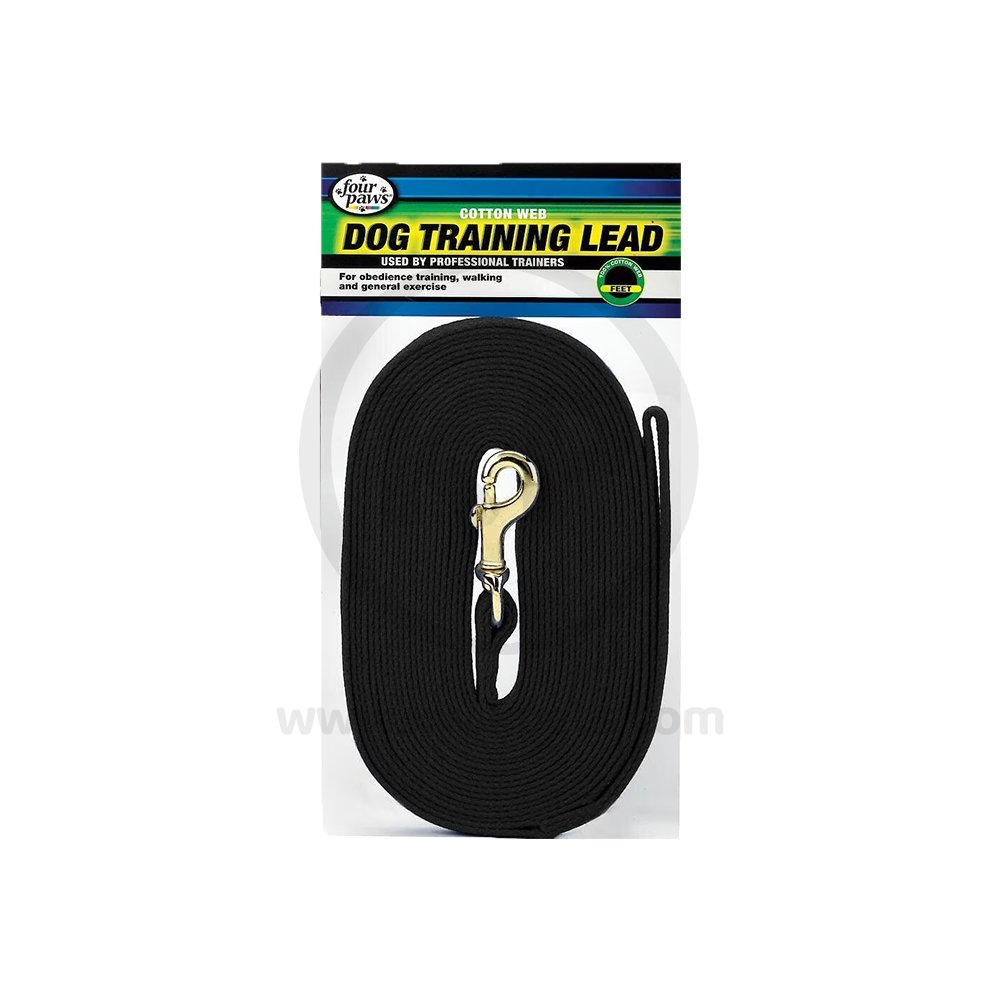 Four Paws Cotton Web Dog Training Lead Black 10-ft