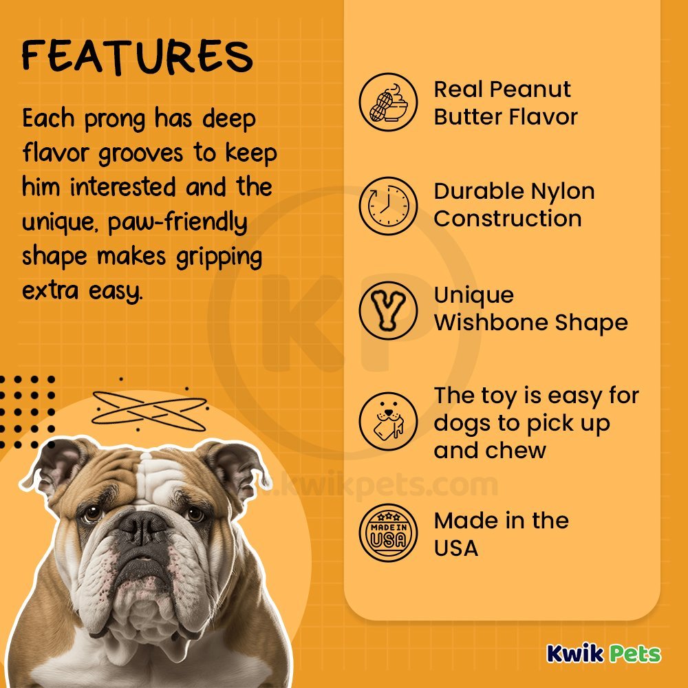 Benebone Wishbone Dog Chew Toy Peanut Butter Large