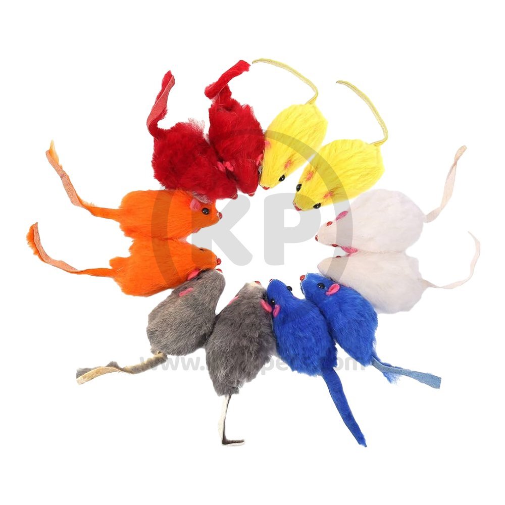 Spot Colored Plush Mice Rattle & Catnip Cat Toy Assorted 12 Count