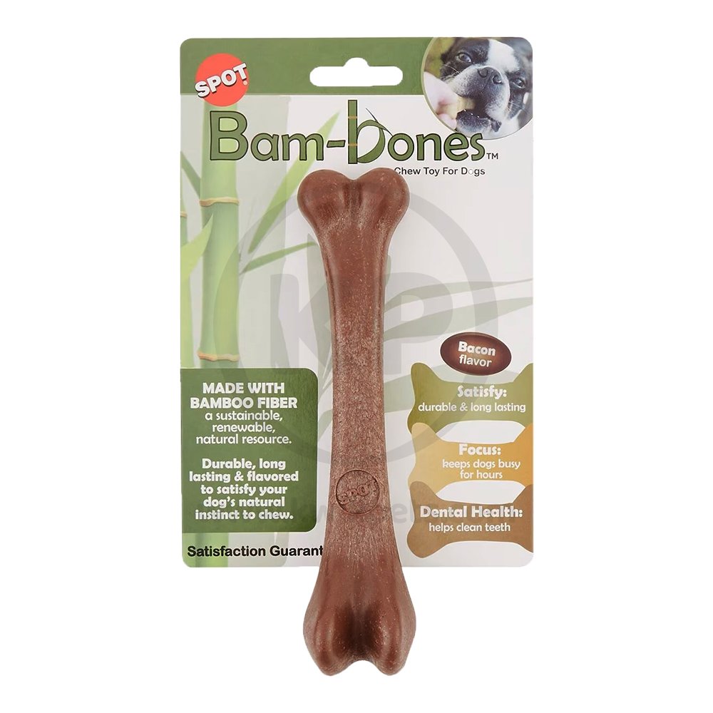 Spot Bam-Bones Bacon Bone Dog Chew Large Toy 7.25-in