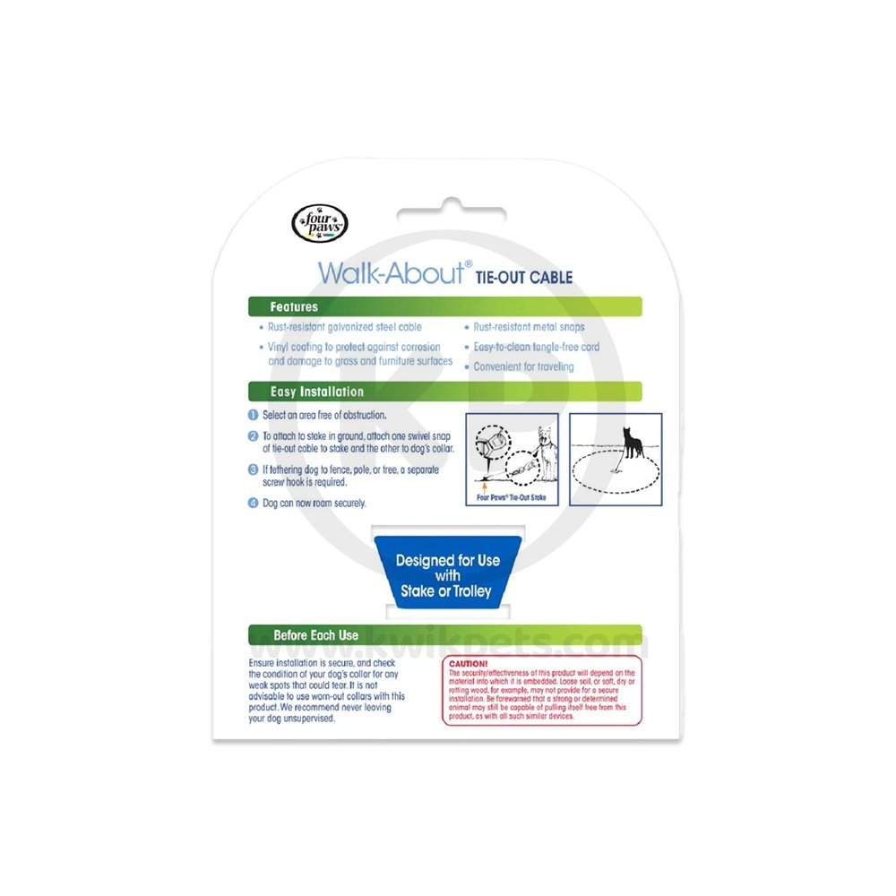 Four Paws Heavy Weight Dog Tie-Out Cable Silver 10-ft