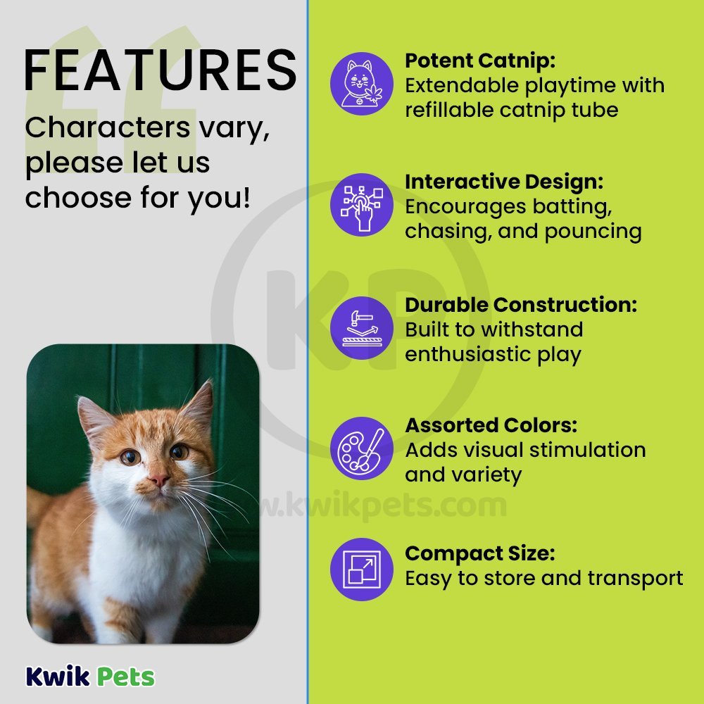 SmartyKat Madcap Mouse Refillable with Catnip Tube Cat Toy Assorted