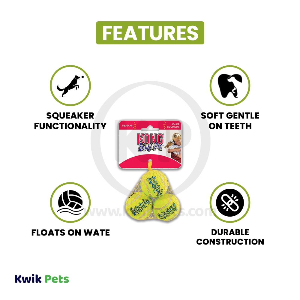 KONG Air Dog Squeakair Tennis Ball Dog Toy Medium 3 Count